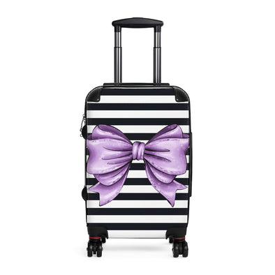 Striped Suitcase with Purple Bow