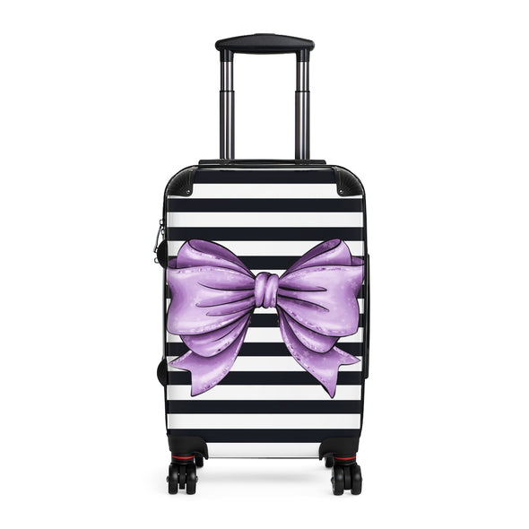 Striped Suitcase with Purple Bow