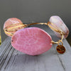 Pink Agate Slice Bangle Bracele