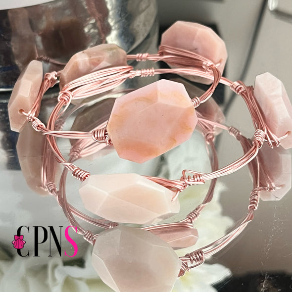 Pink Agate Slice Bangles