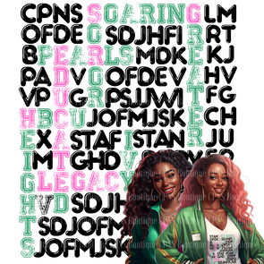 HBCU WORDSEARCH GIRLS PINK AND GREEN DIGITAL GRAPHIC
