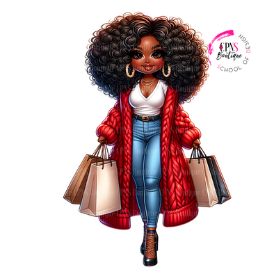 Red Duster Shopper Girl Digital Graphic