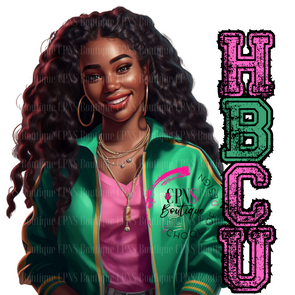 PINK AND GREEN HBCU GIRL DIGITAL GRAPHIC