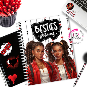 Red and Black Besties Notebook Cover