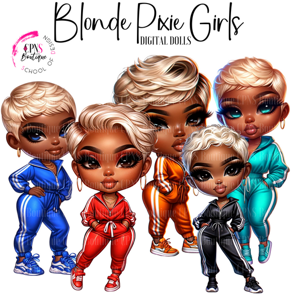 Blonde Pixie Chicks Digital Graphic