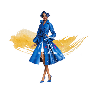 Blue Swing Coat Woman Digital Graphic