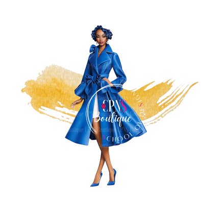 Blue Swing Coat Woman Digital Graphic