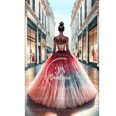 Fashionista in Ball Gown Tulle Digital Graphic