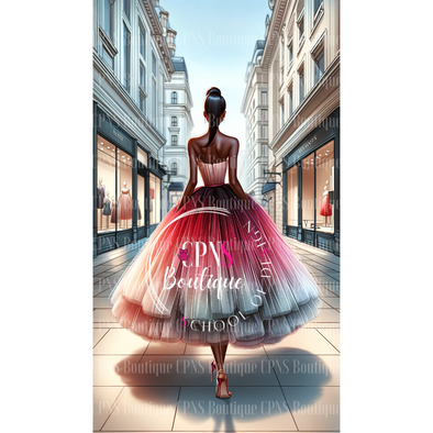 Fashionista in T-Length Tulle Digital Graphic