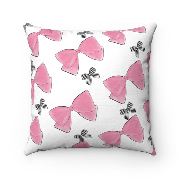 Pink and Striped Bows Square Pillow
