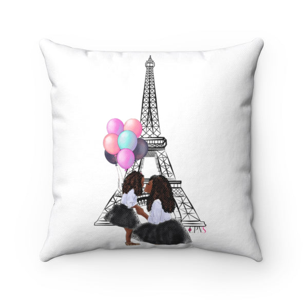 Mommy and Me Take Paris Square Pillow