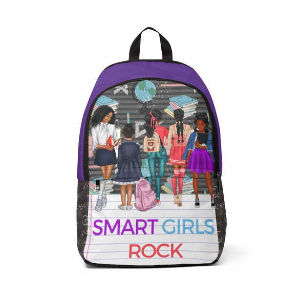 Smart Girls Rock Unisex Fabric Backpack (Chalkboard/Notebook Paper)