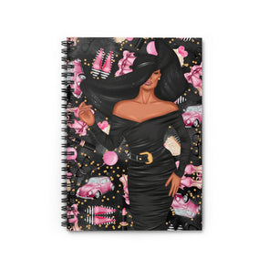 Big Hat Lady Ruled Line Notebook (black background)