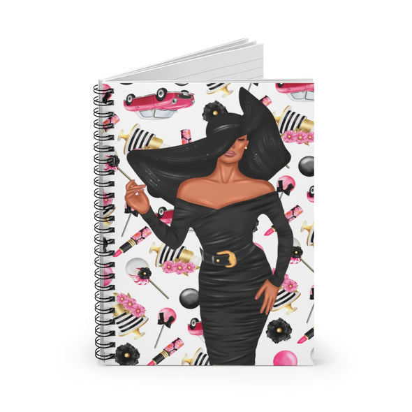 Big Hat Lady Spiral Notebook (white background)