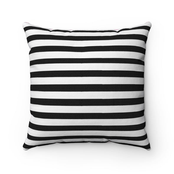Black and White Striped Square Pillow
