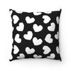 Black and White Heart Print Square Pillow