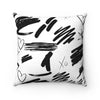 Ebony and Ivory Abstract Square Pillow