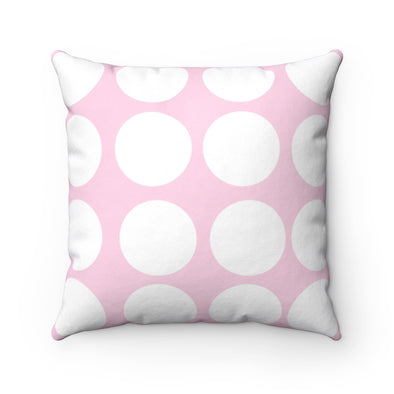 Pink and White Polka Dot Spun Polyester Square Pillow