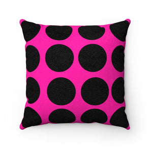 Black and Hot Pink Faux Suede Square Pillow