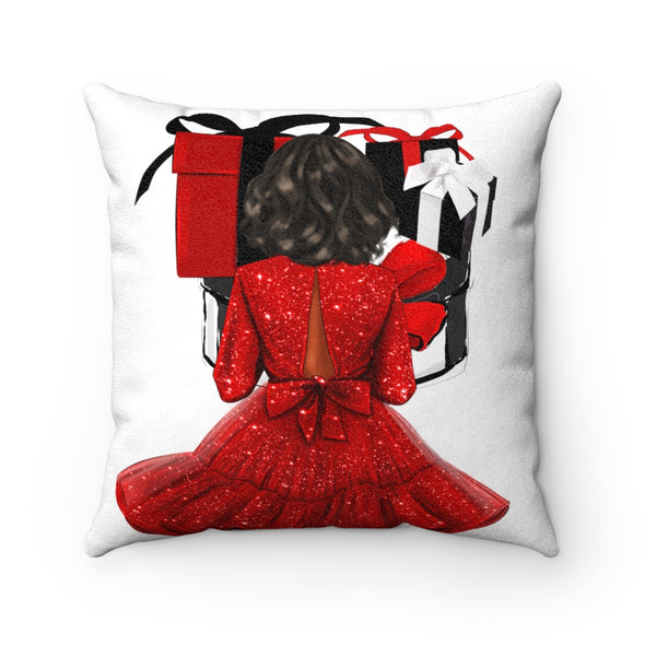 Sparkle Girl  with Gifts Faux Suede Pillow