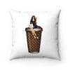 Fashion Boss and Coffee Faux Suede Square Pillow