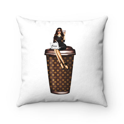 Fashion Boss and Coffee Faux Suede Square Pillow