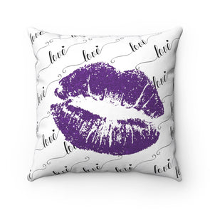 Love Purple Lips Square Pillow