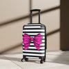 Black and White Striped with Hot pink bow Cabin Suitcase