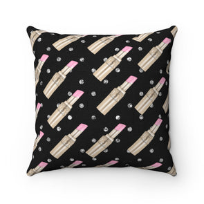Pink Lippie Polyester Square Pillow