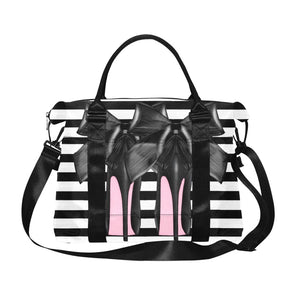 Stripes and Bow Heels Large Capacity Duffle Bag